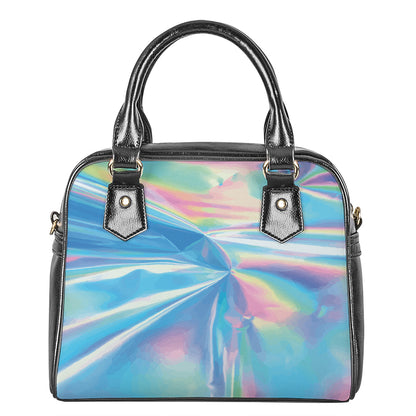 Blue Holographic Print Shoulder Handbag