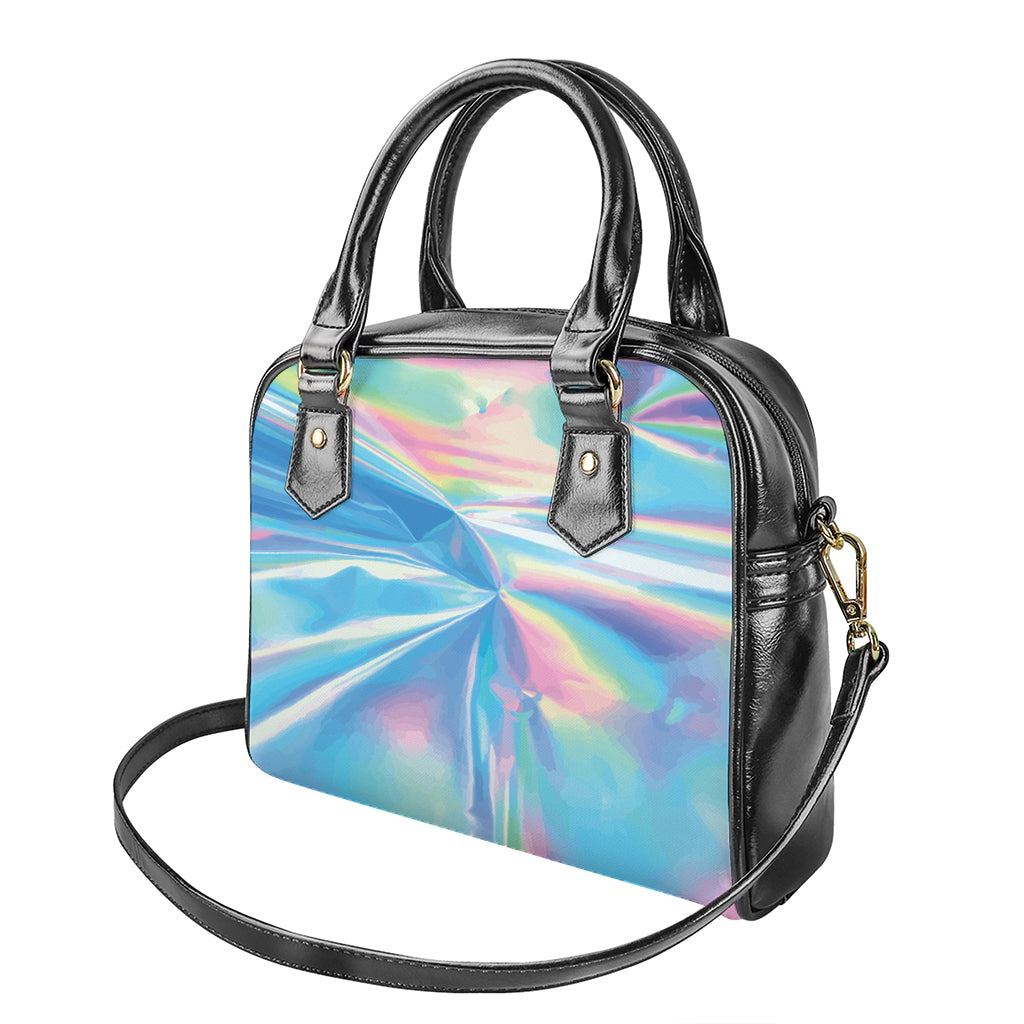 Blue Holographic Print Shoulder Handbag