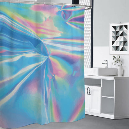 Blue Holographic Print Shower Curtain
