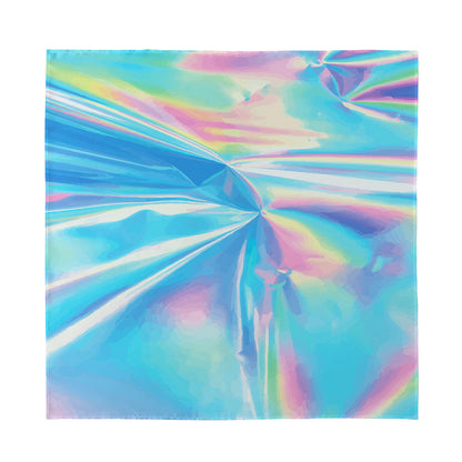 Blue Holographic Print Silk Bandana