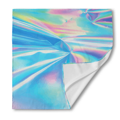 Blue Holographic Print Silk Bandana