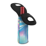 Blue Holographic Print Single Neoprene Wine Tote