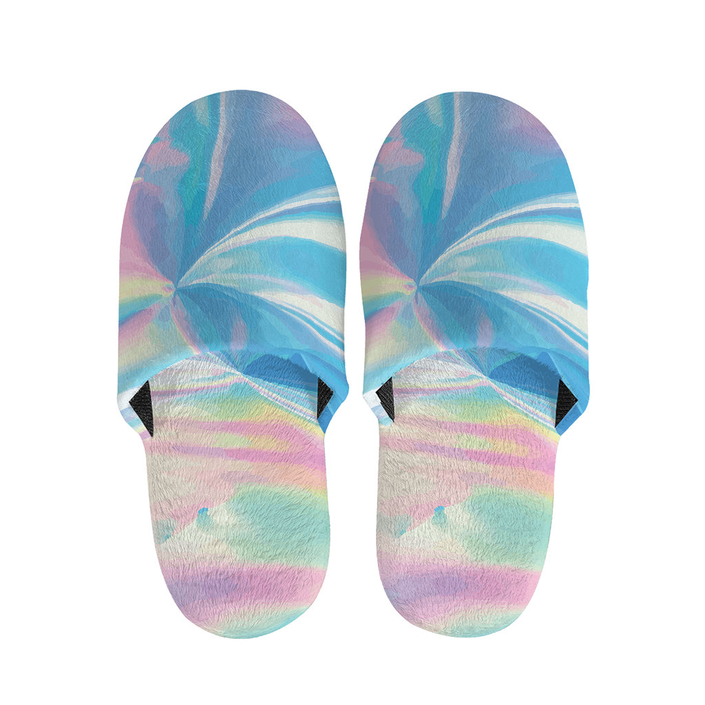 Blue Holographic Print Slippers