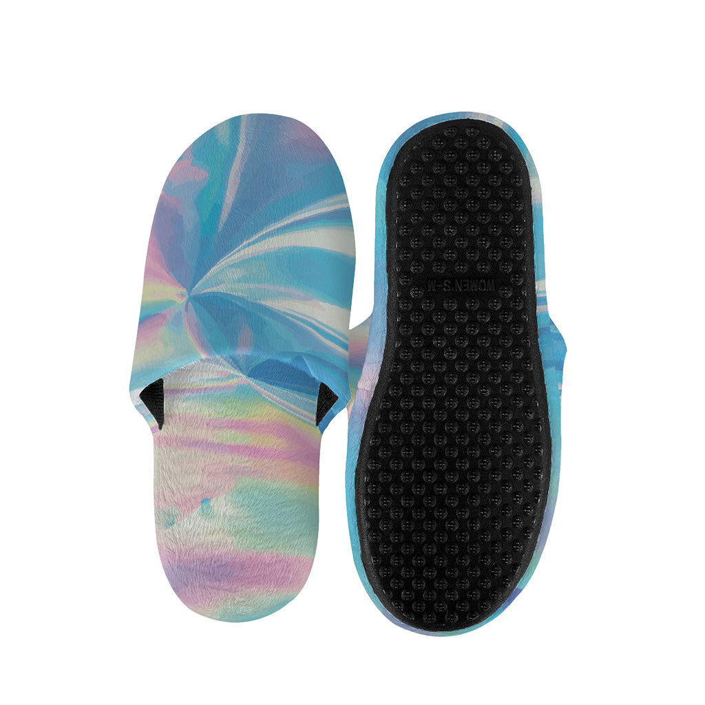 Blue Holographic Print Slippers