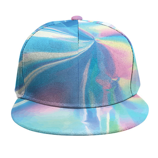 Blue Holographic Print Snapback Cap
