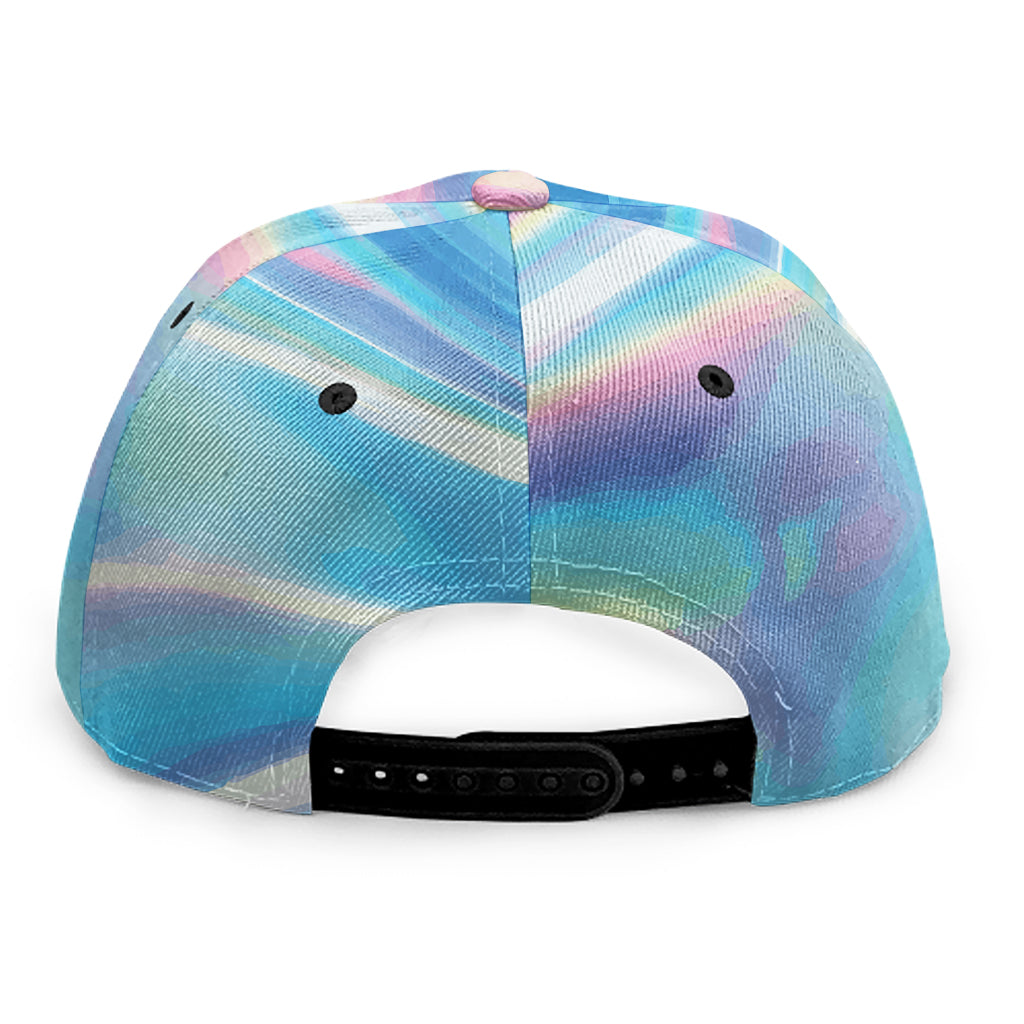 Blue Holographic Print Snapback Cap