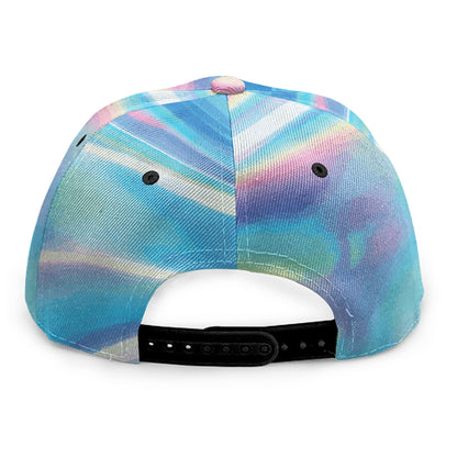 Blue Holographic Print Snapback Cap