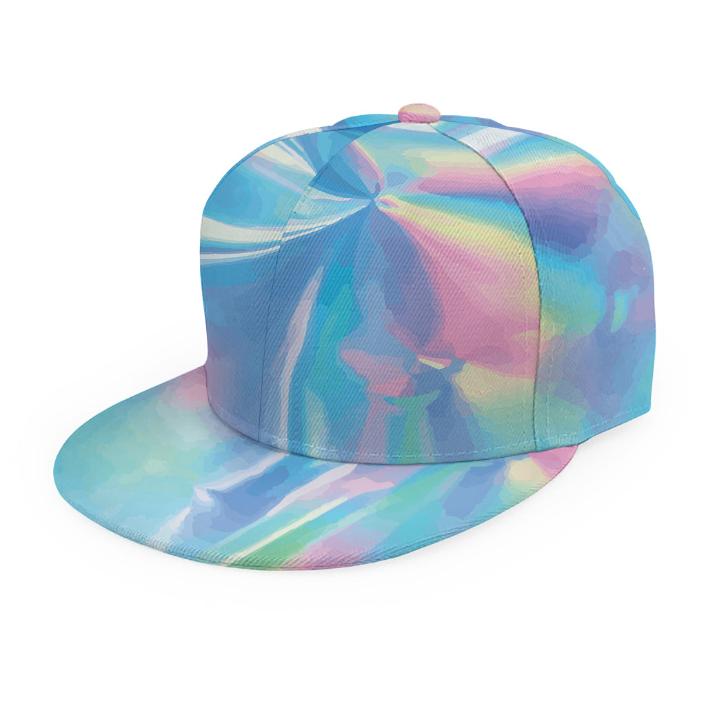 Blue Holographic Print Snapback Cap