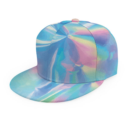 Blue Holographic Print Snapback Cap