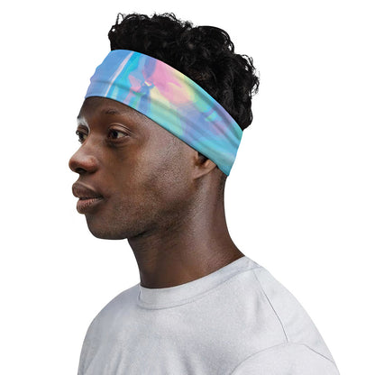 Blue Holographic Print Sports Headband