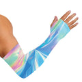 Blue Holographic Print Sun Protection Arm Sleeves