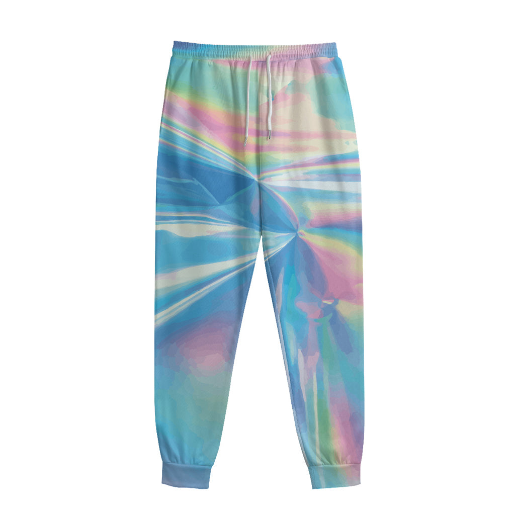 Blue Holographic Print Sweatpants