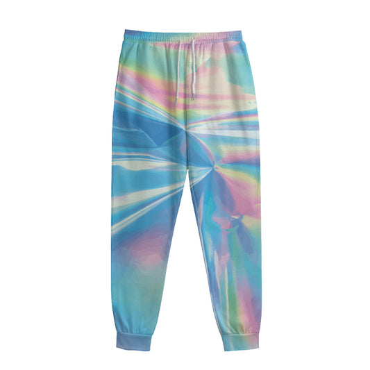 Blue Holographic Print Sweatpants