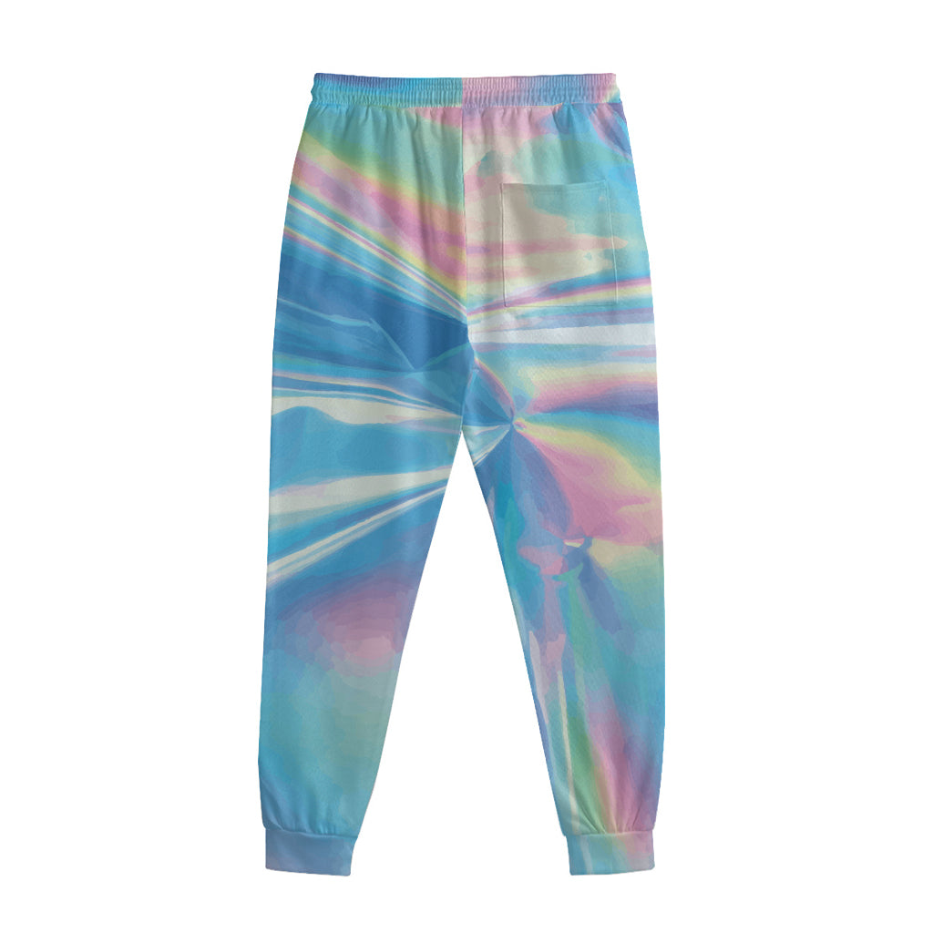 Blue Holographic Print Sweatpants
