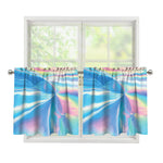 Blue Holographic Print Tier Curtains