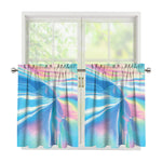 Blue Holographic Print Tier Curtains