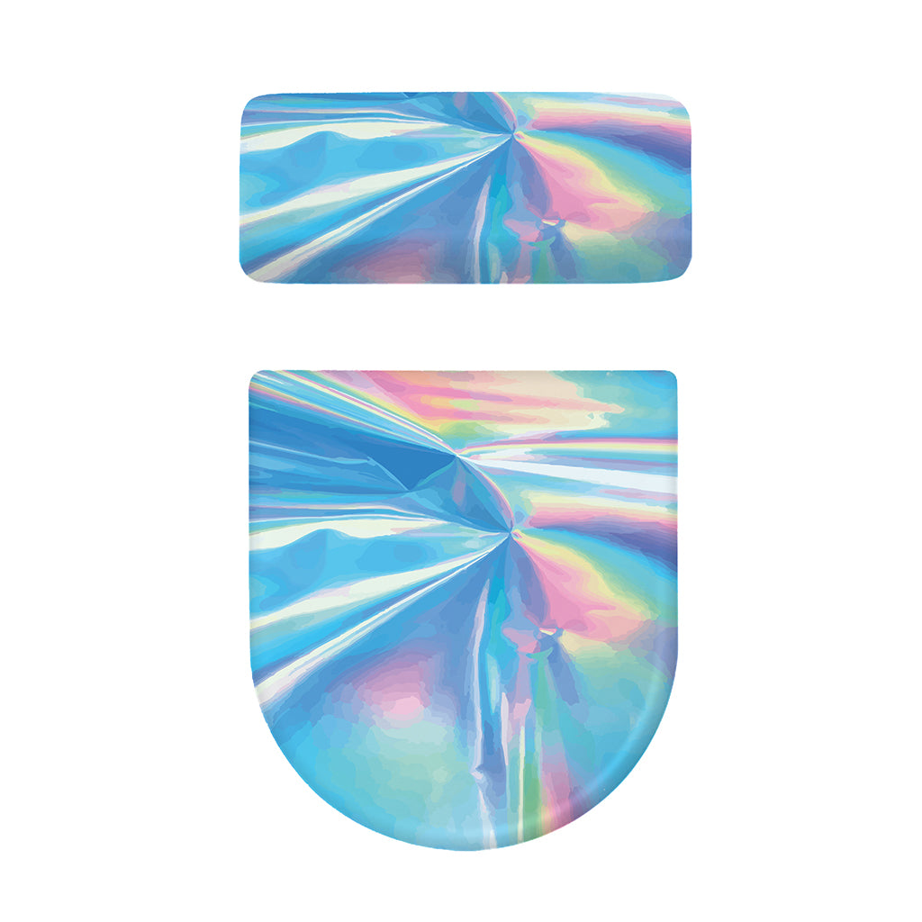 Blue Holographic Print Toilet Lid And Tank Cover Set