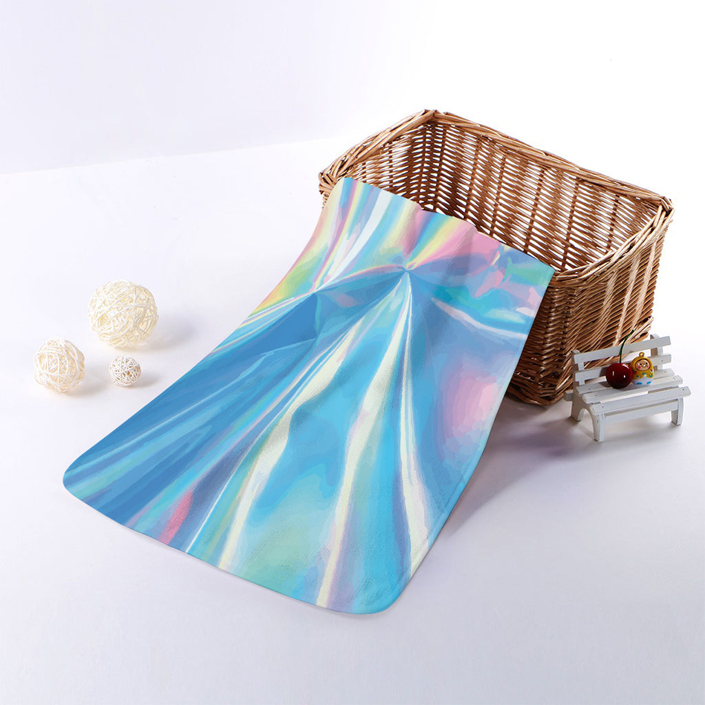 Blue Holographic Print Towel