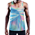 Blue Holographic Print Men's Workout Tank Top