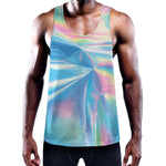 Blue Holographic Print Training Tank Top