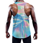 Blue Holographic Print Training Tank Top