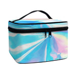 Blue Holographic Print Travel Makeup Bag