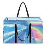 Blue Holographic Print Utility Tote Bag