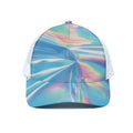 Blue Holographic Print White Mesh Trucker Hat