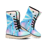 Blue Holographic Print Winter Boots