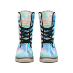 Blue Holographic Print Winter Boots