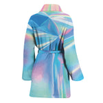 Blue Holographic Print Women's Bathrobe