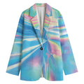 Blue Holographic Print Women's Cotton Blazer
