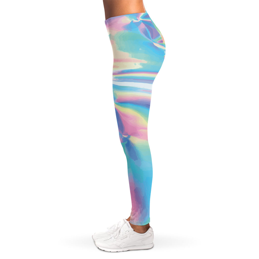 Blue Holographic Print Women's Leggings