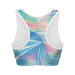 Blue Holographic Print Women's Sports Bra