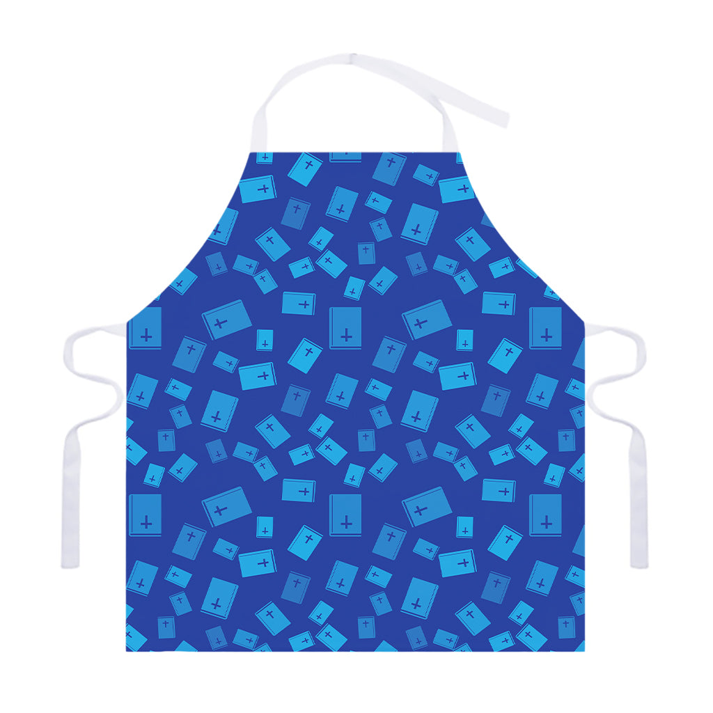 Blue Holy Bible Pattern Print Adjustable Apron