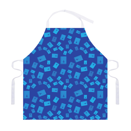 Blue Holy Bible Pattern Print Adjustable Apron