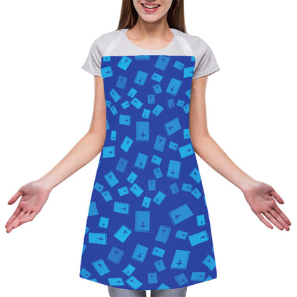 Blue Holy Bible Pattern Print Adjustable Apron