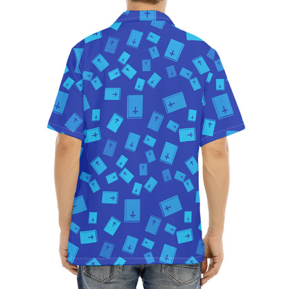 Blue Holy Bible Pattern Print Aloha Shirt