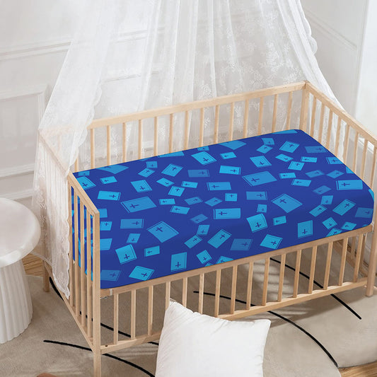 Blue Holy Bible Pattern Print Baby Crib Sheet