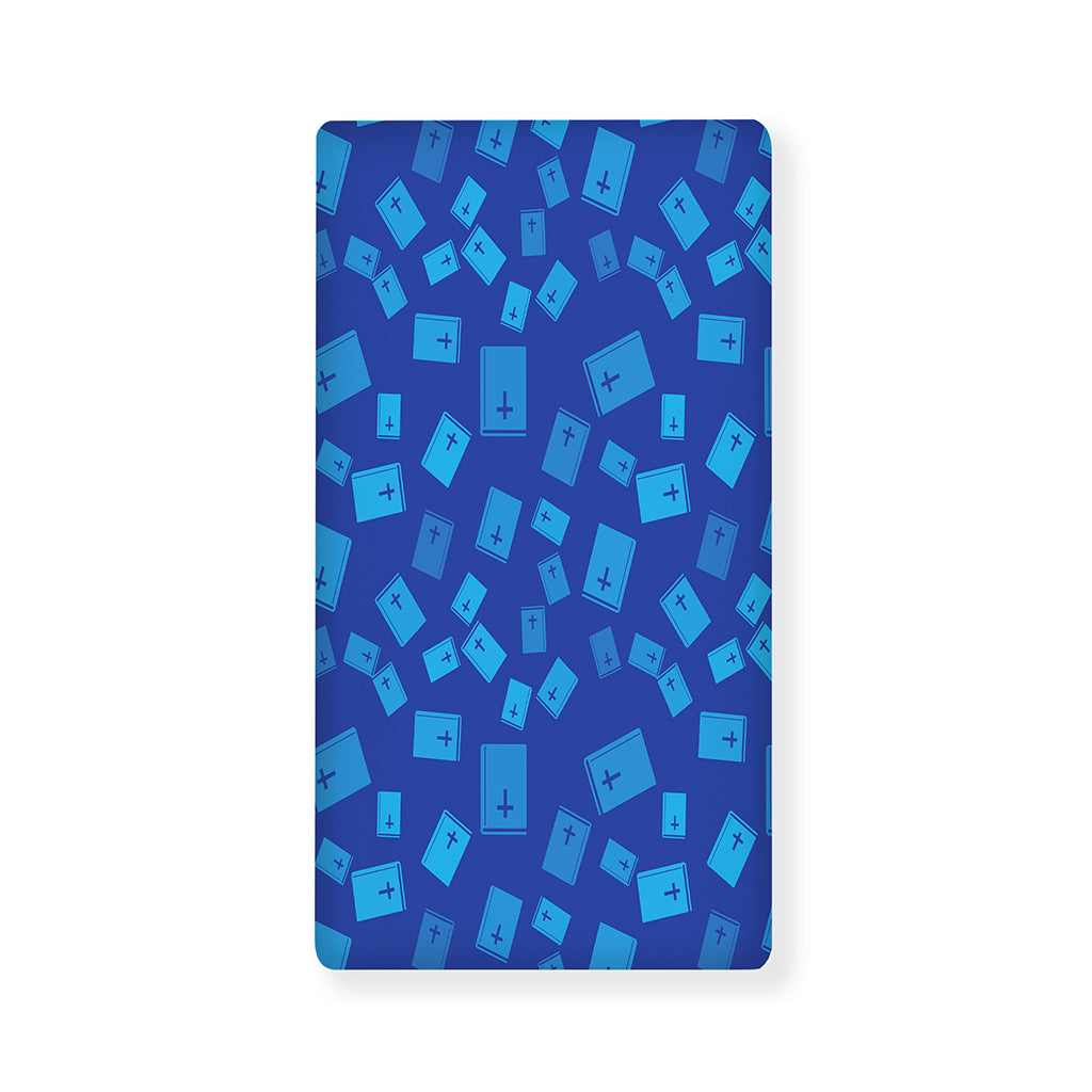Blue Holy Bible Pattern Print Baby Crib Sheet