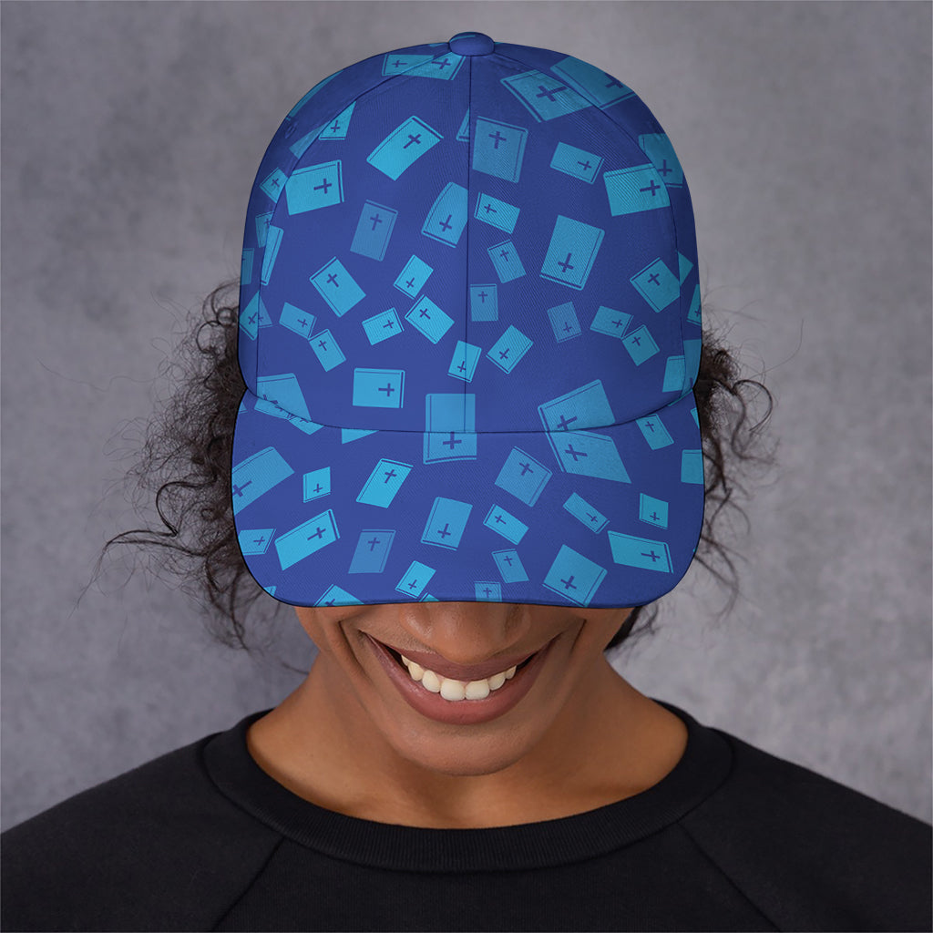 Blue Holy Bible Pattern Print Baseball Cap