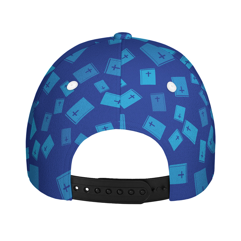 Blue Holy Bible Pattern Print Baseball Cap