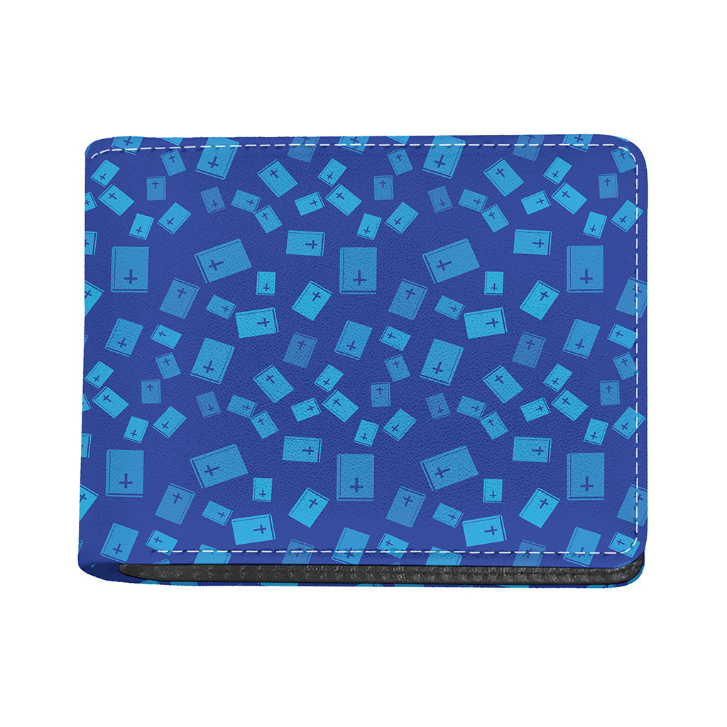 Blue Holy Bible Pattern Print Bifold Wallet