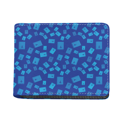 Blue Holy Bible Pattern Print Bifold Wallet