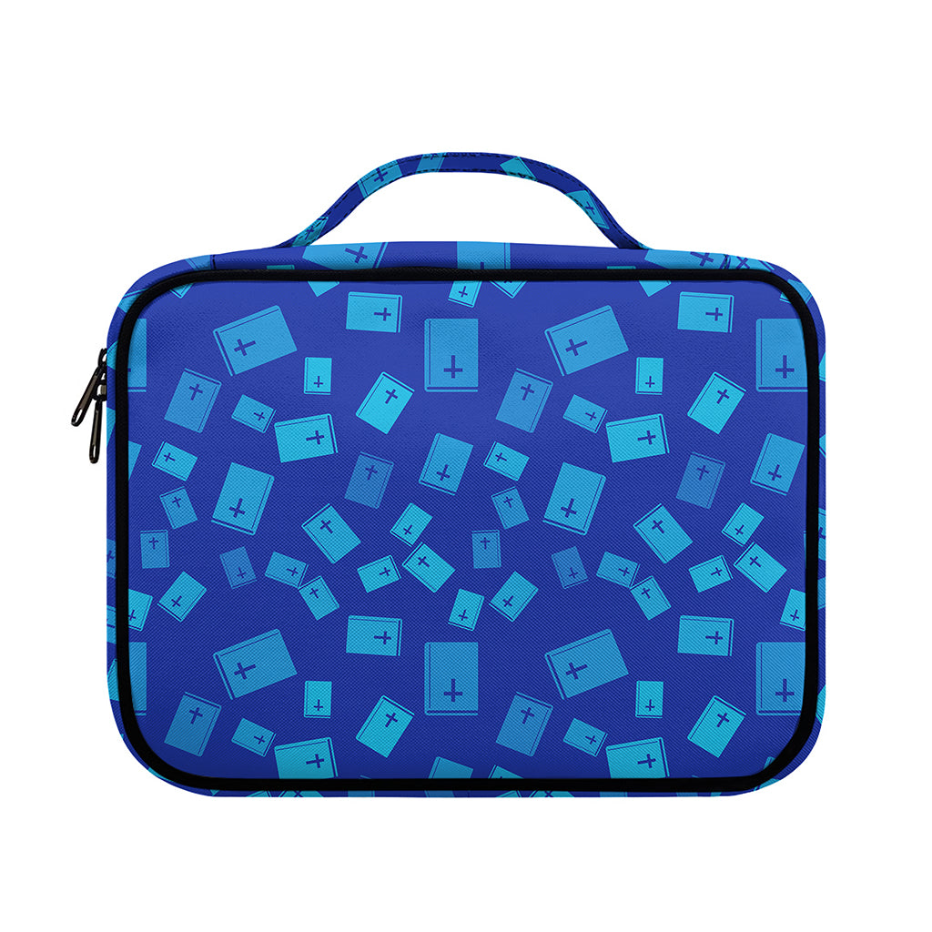 Blue Holy Bible Pattern Print Briefcase Bible Bag