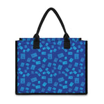 Blue Holy Bible Pattern Print Canvas Tote Bag
