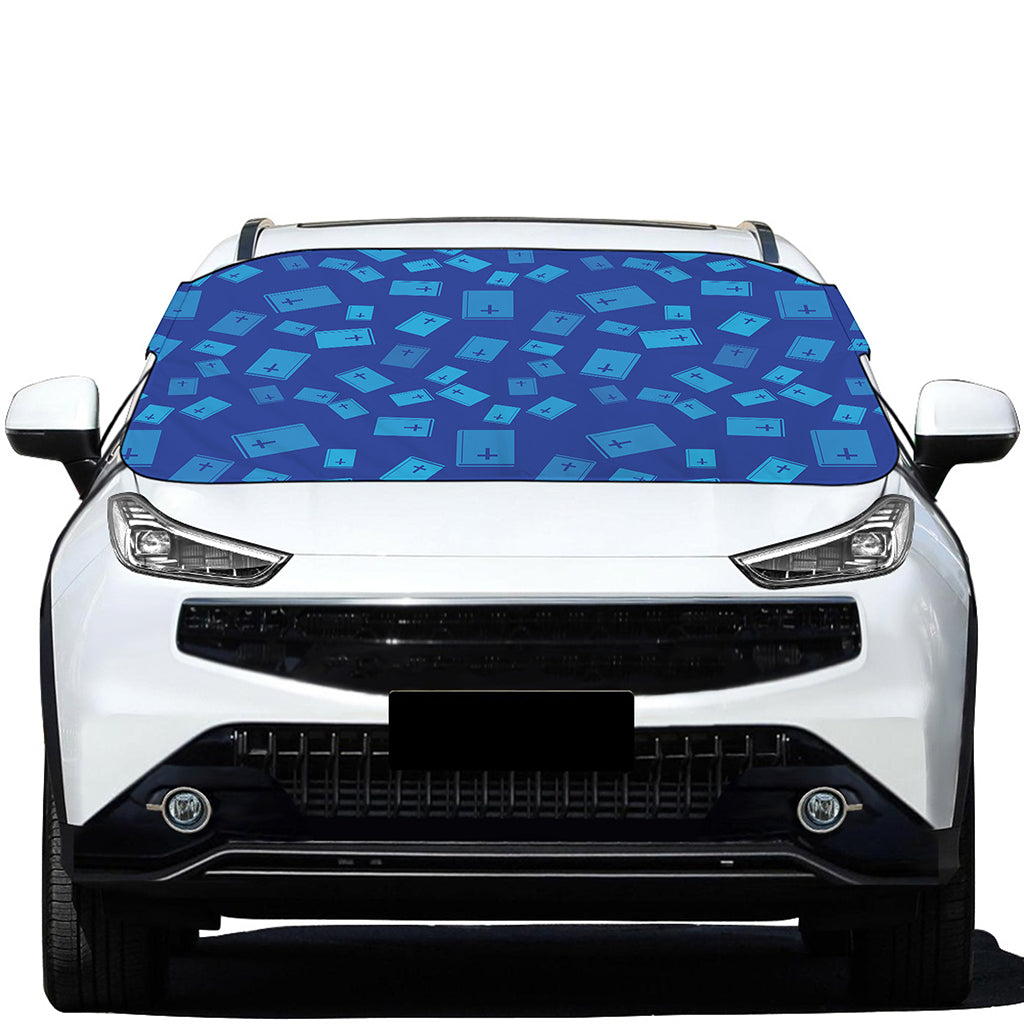 Blue Holy Bible Pattern Print Car Windshield Snow Cover