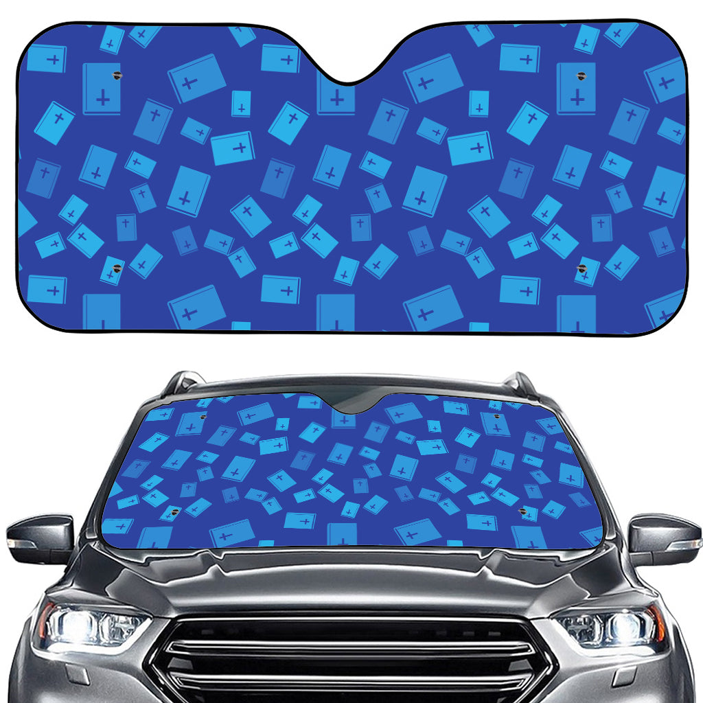 Blue Holy Bible Pattern Print Car Windshield Sun Shade