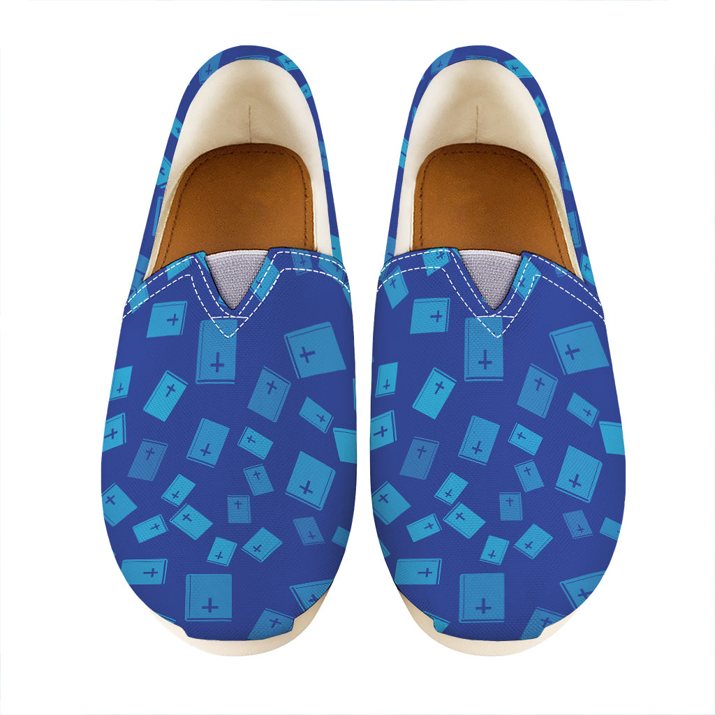 Blue Holy Bible Pattern Print Casual Shoes