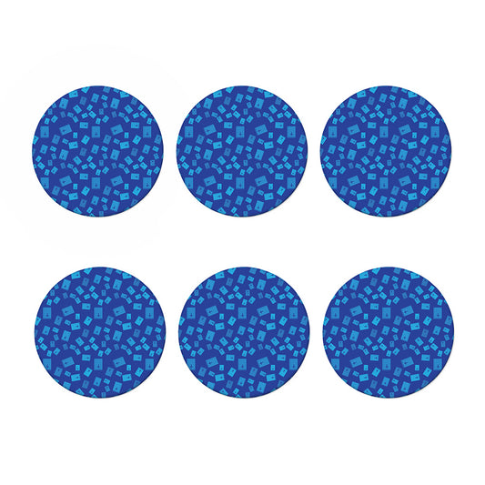 Blue Holy Bible Pattern Print Coaster Set